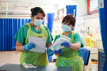 Nurses working in ward environment